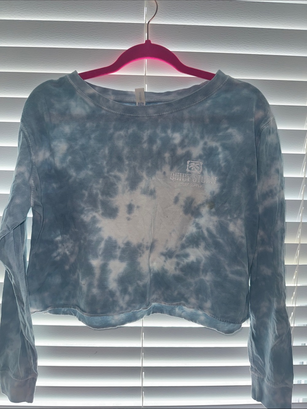 Blue Tie-Dye Long Sleeve Crop Top by QUIET STORM